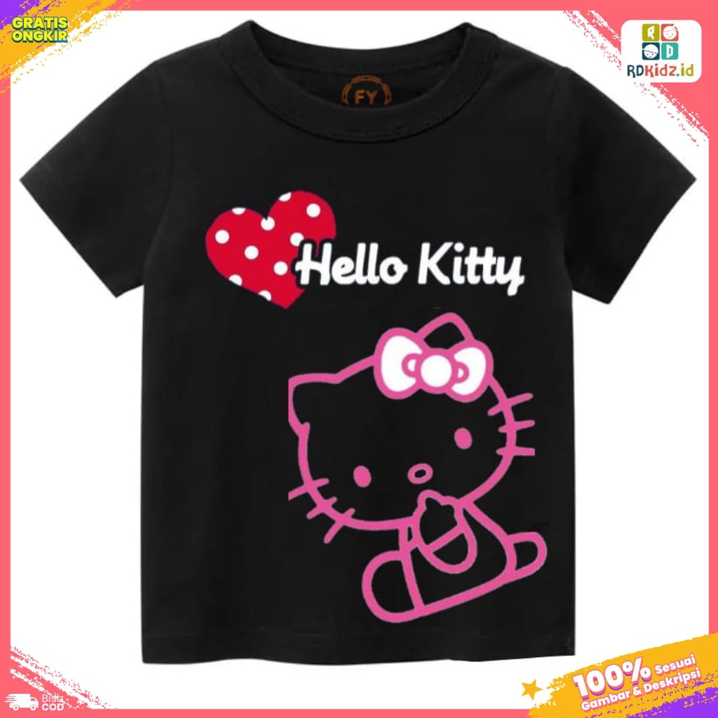 Rdkidzid Atasan Anak Perempuan Kaos Anak Perempuan Baju Anak Perempuan  Karakter Kity Black