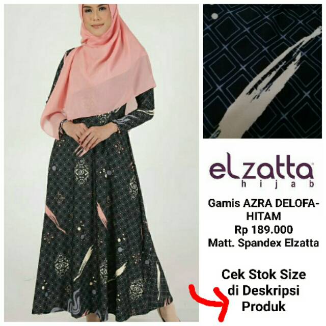 Dress Gamis Muslimah AZRA DELOFA HITAM ELZATTA Original