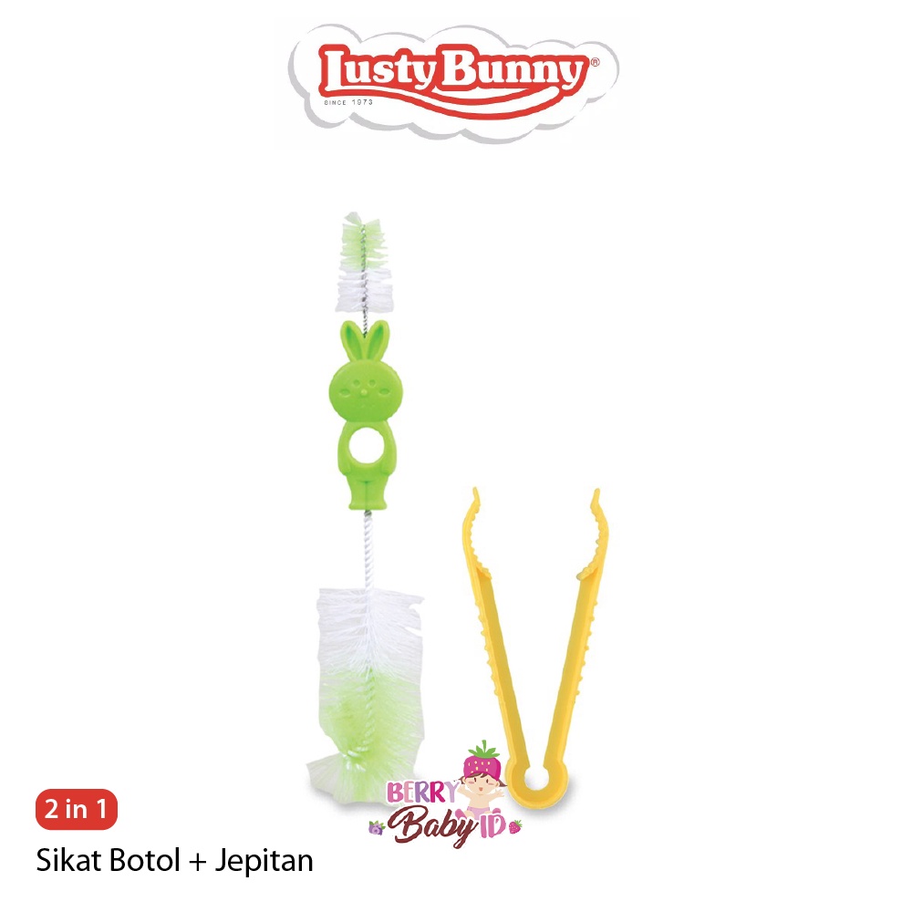 Lusty Bunny 2In1 Sikat Botol Dot + Jepitan Bottle Nipple Brush SK-1002 Berry Mart