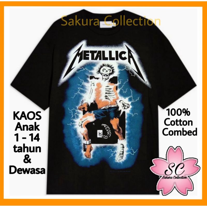 kaos baju vintage BAND METALLICA Damaged Justice blue musik heavy rock metal logo tulisan kaus  tshirt BEST SELLER oversize vintage rap tee pakaian murah terlaris pria wanita t-shirt hitam putih katun combed cotton 30s 24s oversize lokal