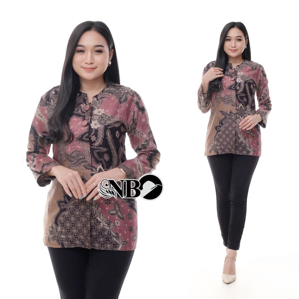 tey-17 Batik wanita ASJ SA HRB026 Kenongo Kemeja Tosca Pendek bubutan.store