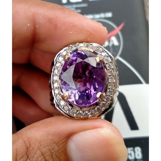 CINCIN BATU KECUBUNG AMETHYST QUARTZ ORI KALIMANTAN