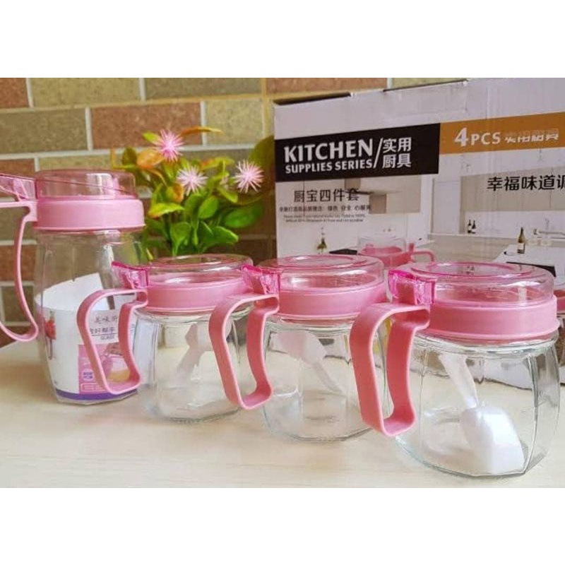 Tempat Bumbu kaca isi 4pcs
