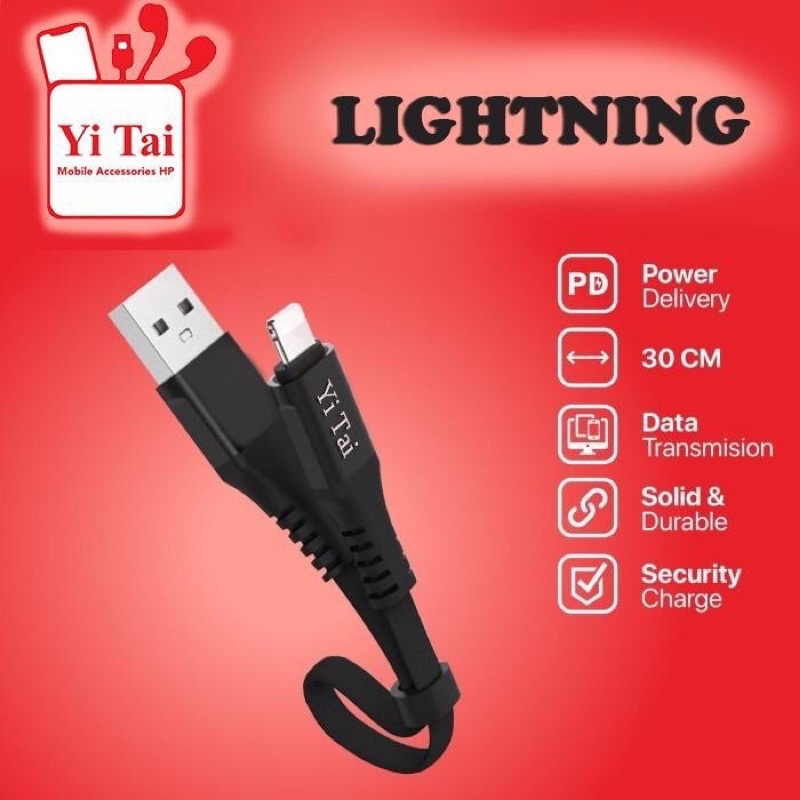 KABEL DATA YI TAI -KABEL DATA MICRO USB 30CM PENDEK FAST CHARGING 3A-BENUA DUNIA