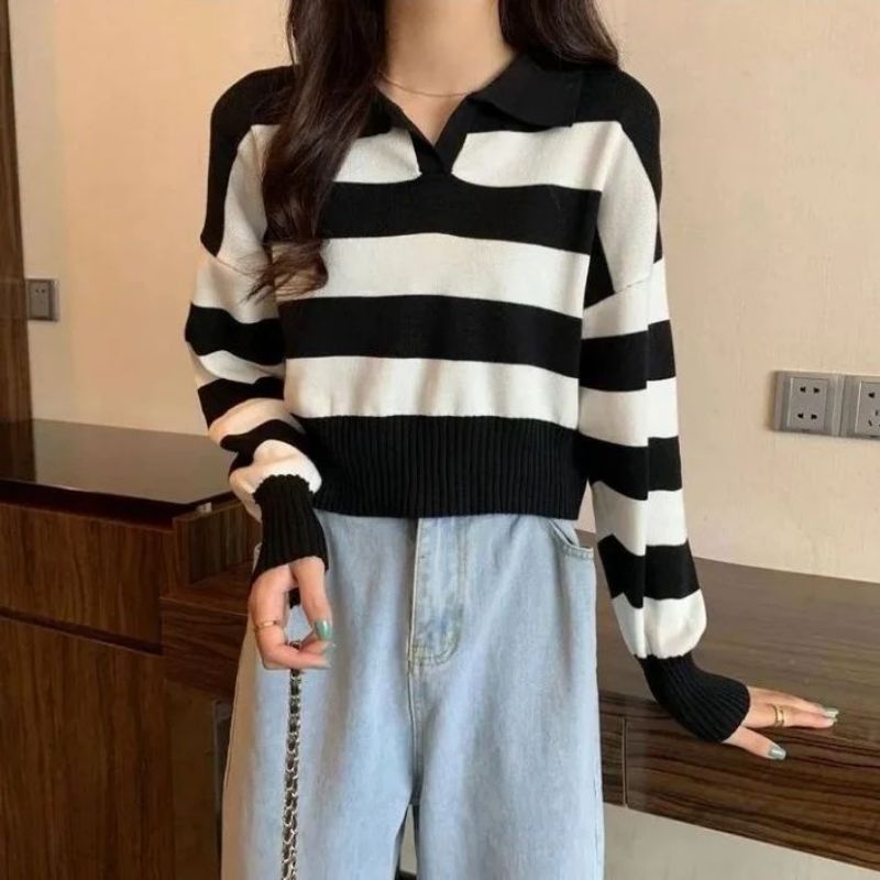 Sweater Rajut Wanita Valencia Blaster Crop Korea Murah