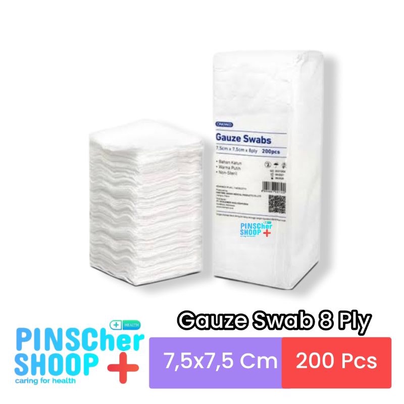 Kasa Lipat Gauze Swabs 7,5x7,5cm 8ply OneMed Pack isi 200