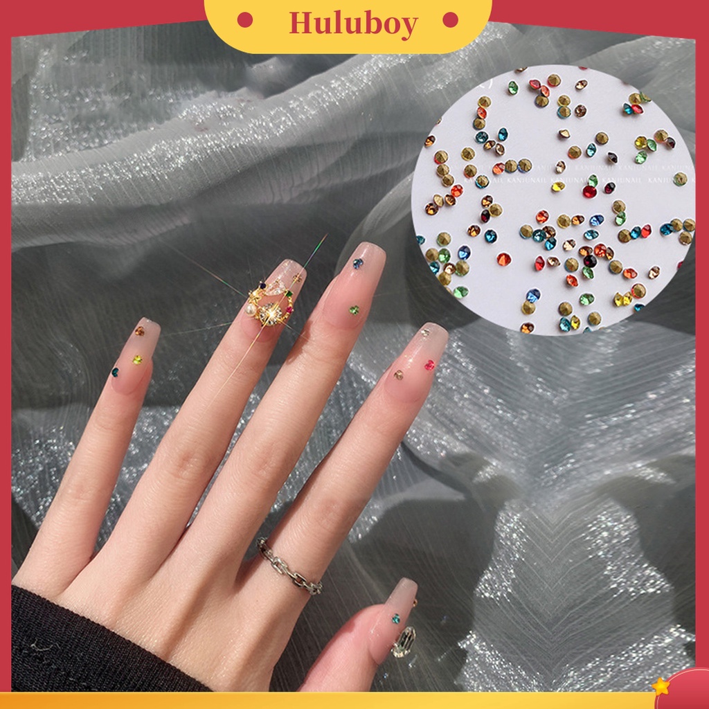 Huluboy Huluboy♡ 1440pcs / Kantong Berlian Imitasi Bulat Kecil Ringan Untuk Dekorasi Nail Art DIY