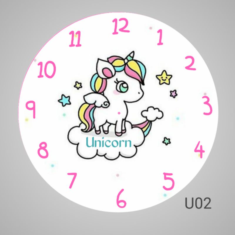 JAM KARAKTER UNICORN - JAM DINDING UNICORN , DESIGN UNIK, KAYU MDF