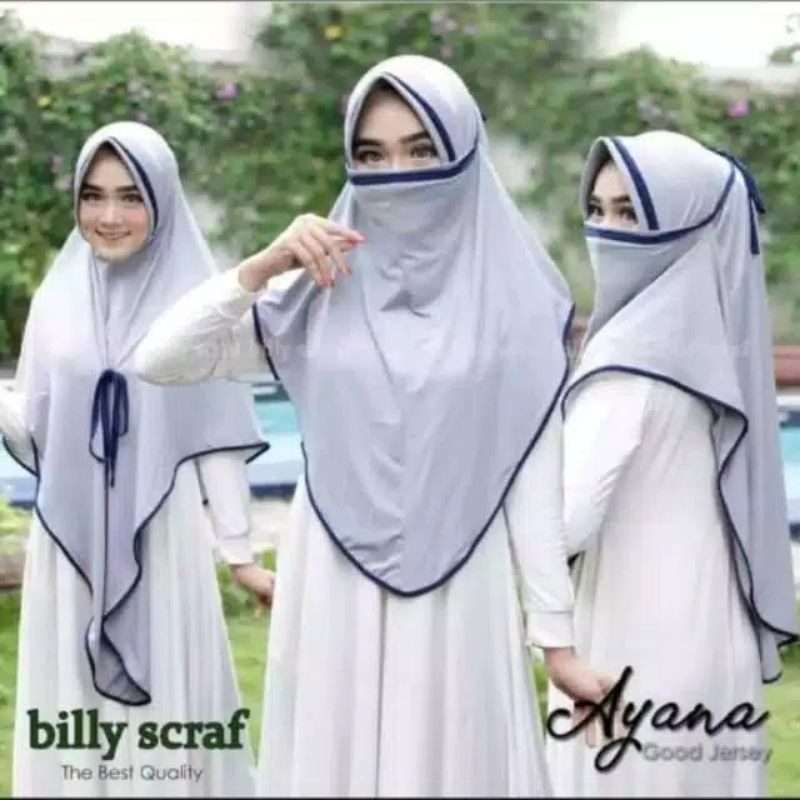 jilbab instan niqob / bergo niqob 3in1