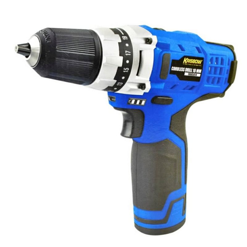 Krisbow Bor Tanpa Kabel 10 Mm 12v - Biru