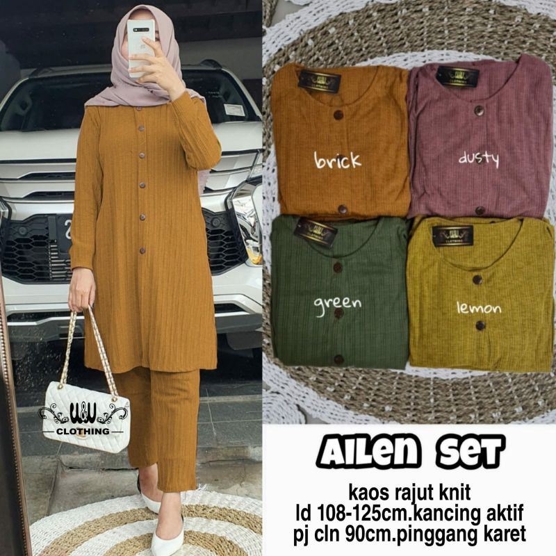 Ailen set | Setelan Kaos Rajut Knit