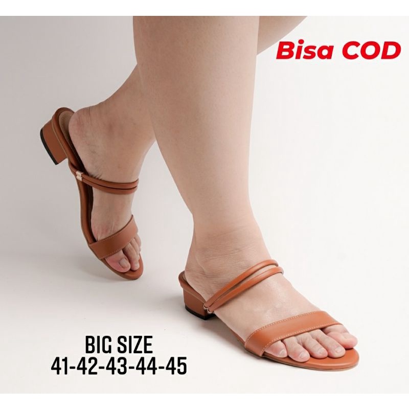 Bisa COD / Sendal Slop Heels Big Size 41-45 Slop Santai Main Kasual Ukuran Jumbo Besar, 41