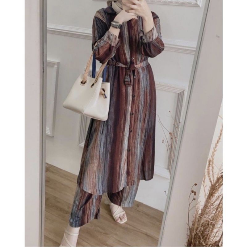 BISA COD / WOODY SET / SETELAN TUNIK / TUNIK RAYON / ONE SET RAYON / ONE SET POLOS / SETELAN CEWEK