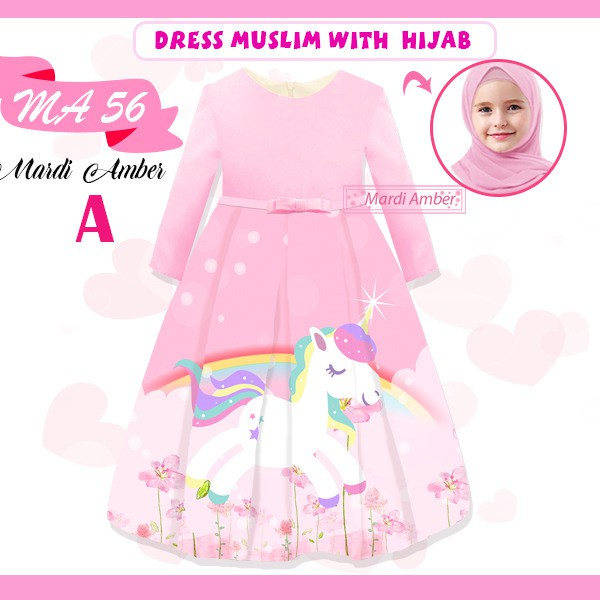 AS Dress Anak Muslim with Hijab Mardi Amber MA 56 KIDS 2Tahun - 7Tahun