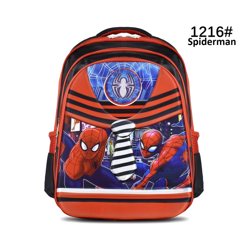 (RF) Tas Ransel 1216 &amp; 1218 Trolly Boys 16 Inch Tas Anak Cowok Cartoon (Batman,Spiderman,Ultraman,&amp;Captain)