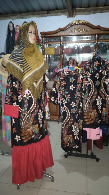 Batik Couple Keluarga Sania Ruffle Ori Ndoro Jowi Dnt Motif Cendrawasih Pelangi Kombinasi
