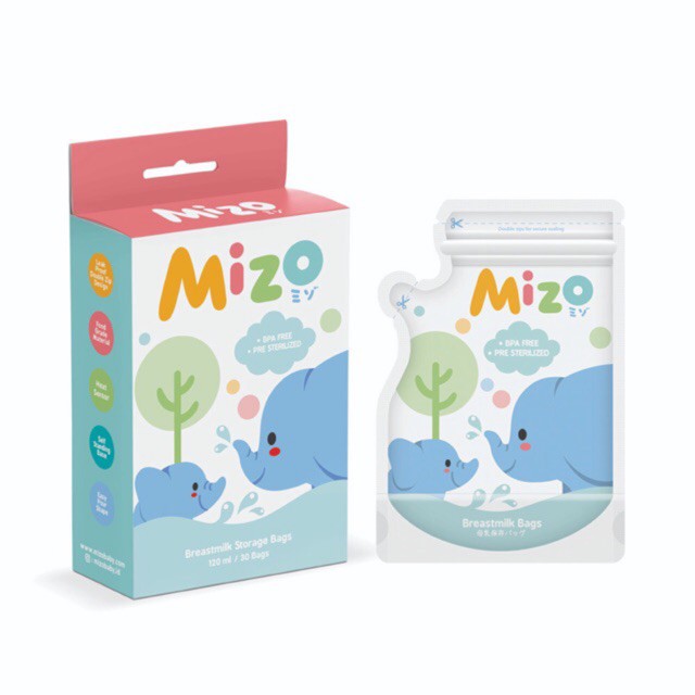 MIZO Breastmilk Storage Bags 120ml isi 30 pcs KANTONG ASI 120 ml dengan Sensor Panas BPA FREE