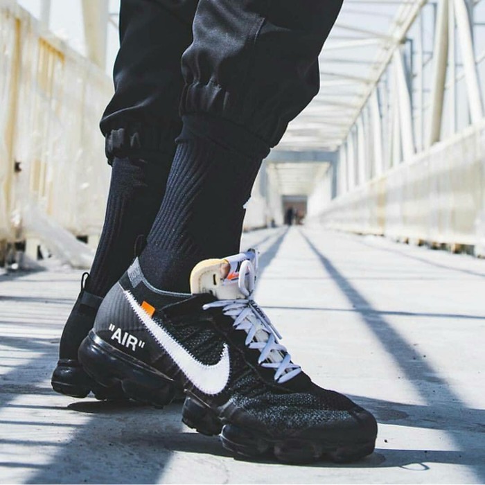 NIKE VAPORMAX X OFF WHITE PREMIUM ORIGINAL BLACK SEPATU PRIA OLAHRAGA