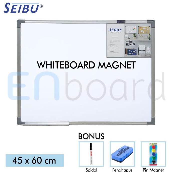 

Office & Stationery | Alat Tulis | Papan Tulis Whiteboard Gantung Magnet Single Face Seibu 45 X 60 Cm | Best Seller