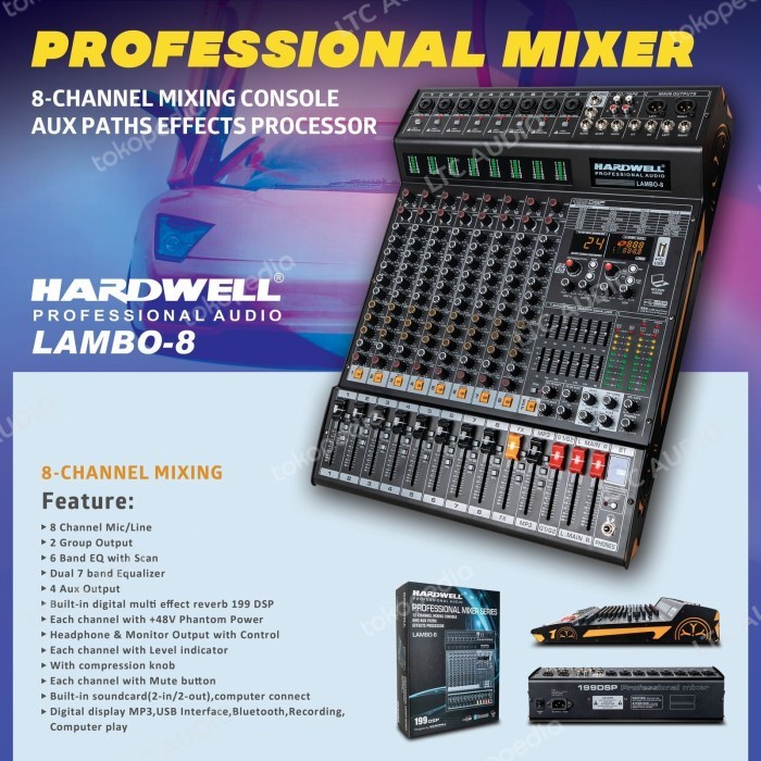 Mixer Audio Hardwell 8 Channel LAMBO 8 Original Mixer Terbaik