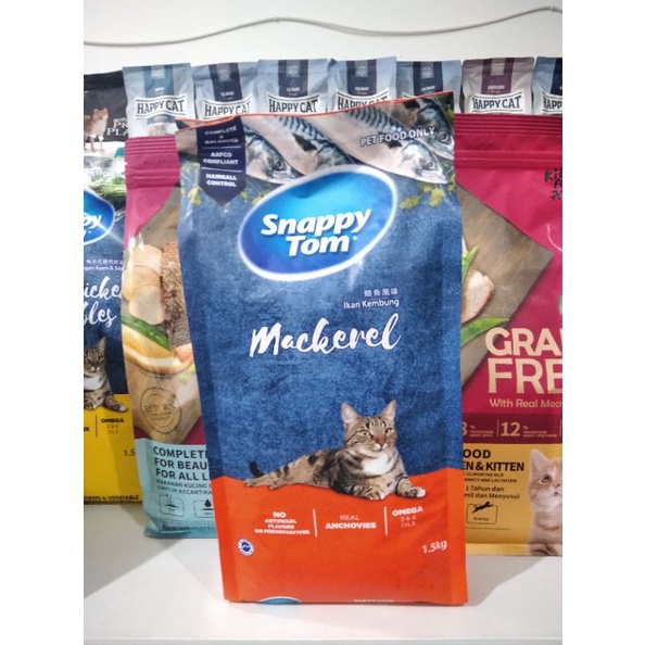 Makanan Kucing Snappy Tom Dry Food 1,5kg Mackarel