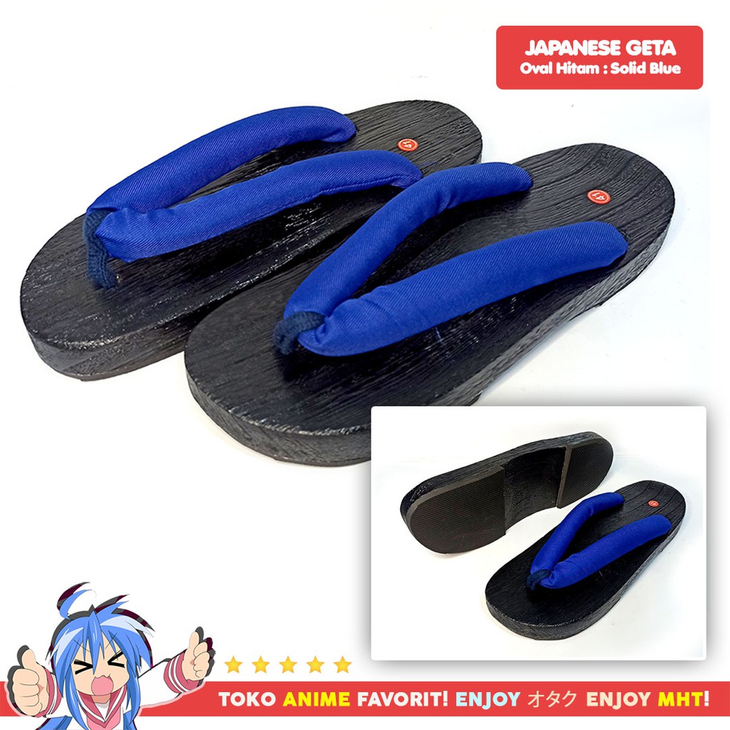 Geta Oval Hitam (Modern) : Solid Blue Strap