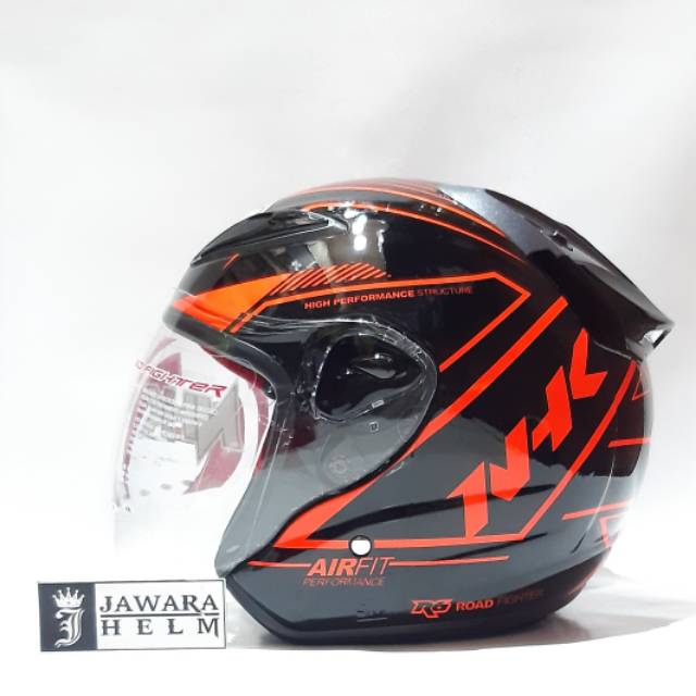 HELM NHK R6 MOTIF AIRFIT R BLACK ORANGE FLUO RED