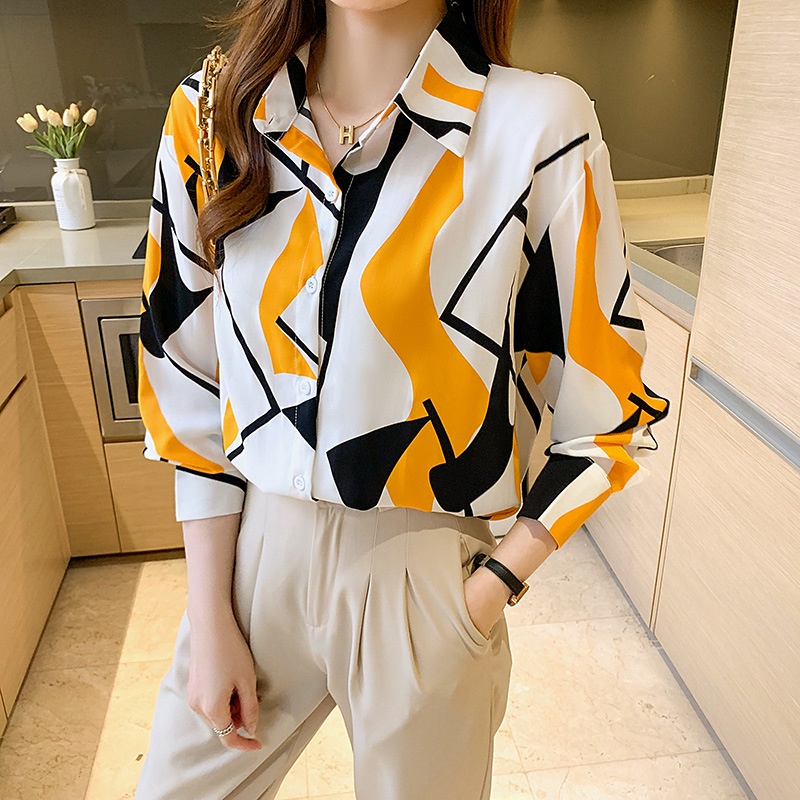 【SALE】Korean Women Blouse Cross Design Kemeja Wanita Lengan Panjang Motif Garis (S-XL) 2612