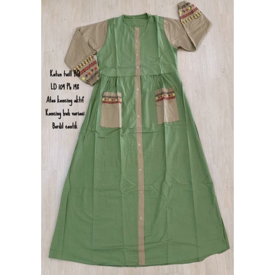 Gamis katun twill HQ terbaru/gamis inayah/busui
