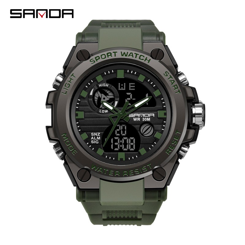 SANDA 739 Jam Tangan Pria Digital Analog Tali Rubber Chronograph Anti Air WATCHKITE WKOS