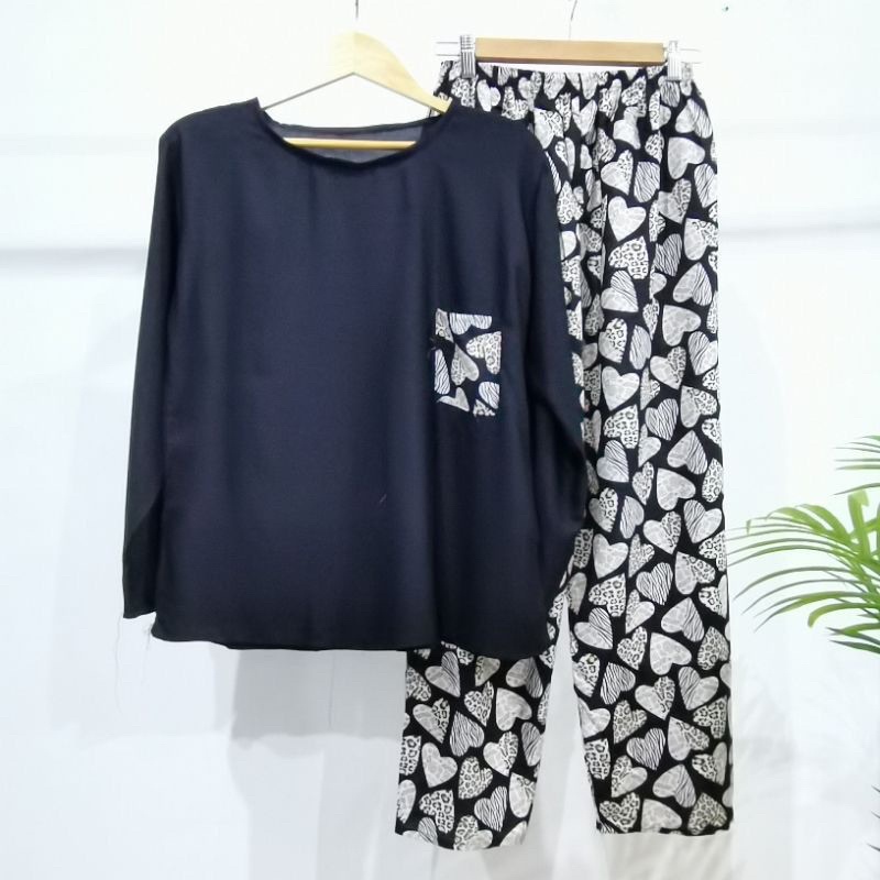 Pajamas/Baju tidur/Oneset/Lengan Panjang Celana Panjang Bahan Rayon Premium