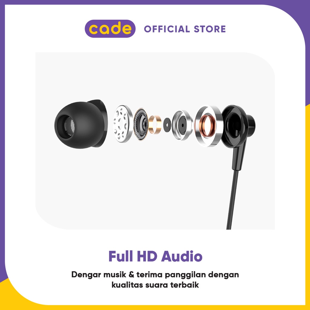 CADE Black Earbuds Bass Android iPhone - OPPO Official Accessories-2