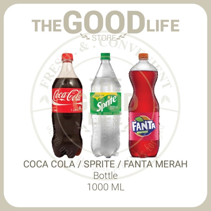 

Soda Coca Cola Sprite Fanta Soft Drink Botol 1000ml 1L