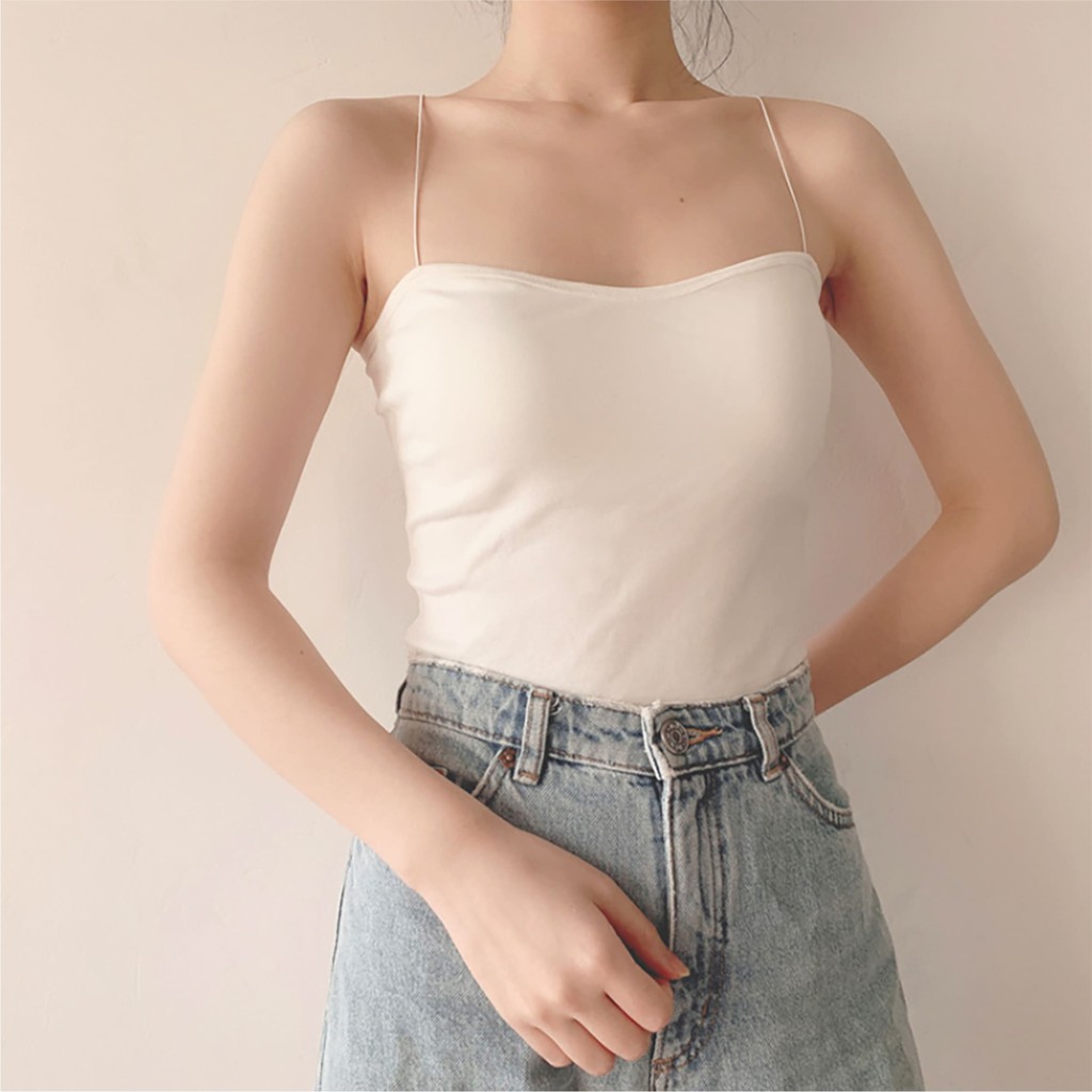 Feminin Tanktop Bra dengan Cup BH Singlet Atasan Wanita Import Murah-5