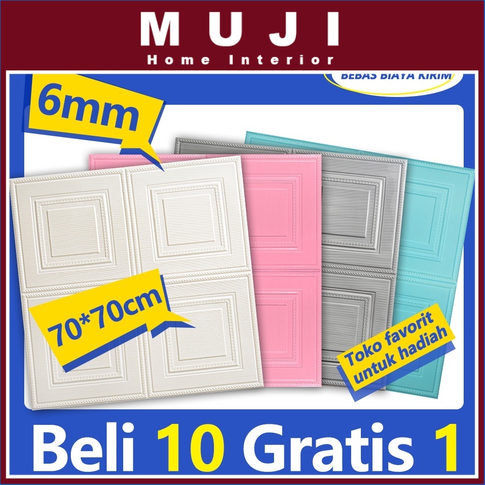 [COD PROMO Paket 10 Gratis 1] 70x70cm 6mm Tebal Wallpaper Dinding 3D Foam Kotak Batu Bata  Stiker Ti