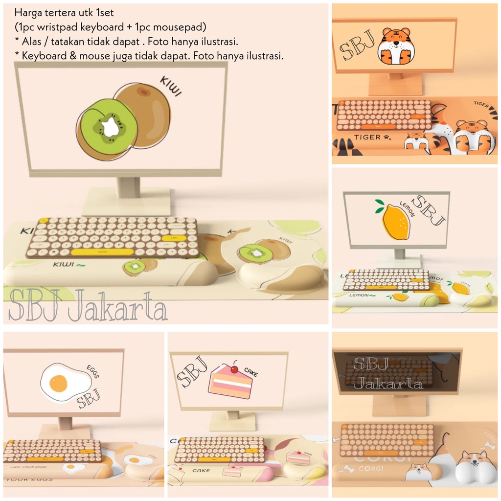 Set wristpad keyboard memory foam dengan wrist mousepad / wrist rest / wrist pad