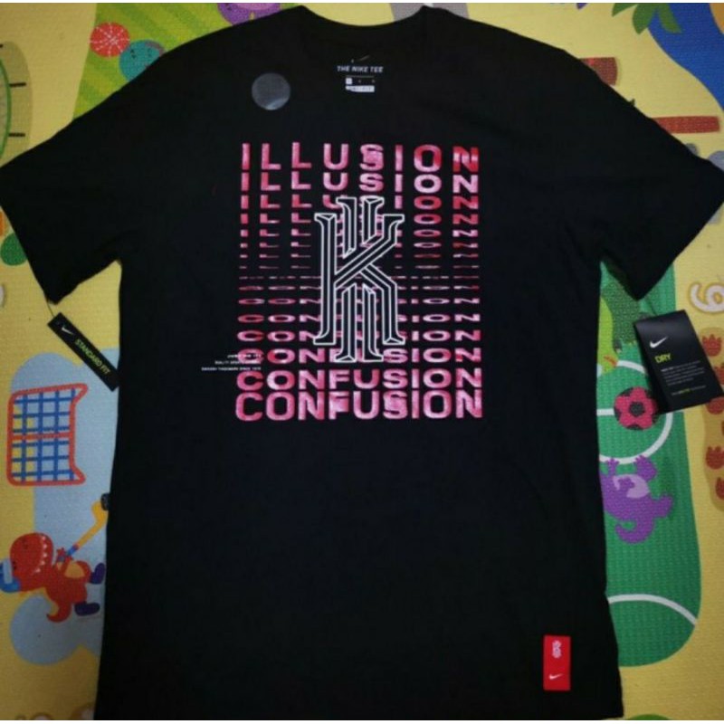 Nike Kyrie Dri-Fit Basketball Illusion Confusion Logo Tee - Red Size L