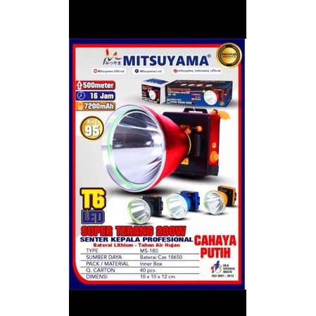 Senter Kepala Led Jumbo Cahaya Putih 120w Tahan Air Hujan Mitsuyama 179P