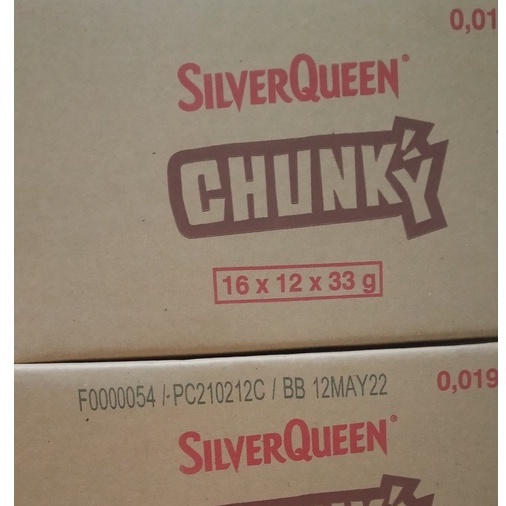 SILVERQUEEN CHUNKY BAR 30GR 1 KARTON DUS ISI 16 BOX - COKLAT SILVER QUEEN 30 GR KARTONAN 16 X 12 X 3