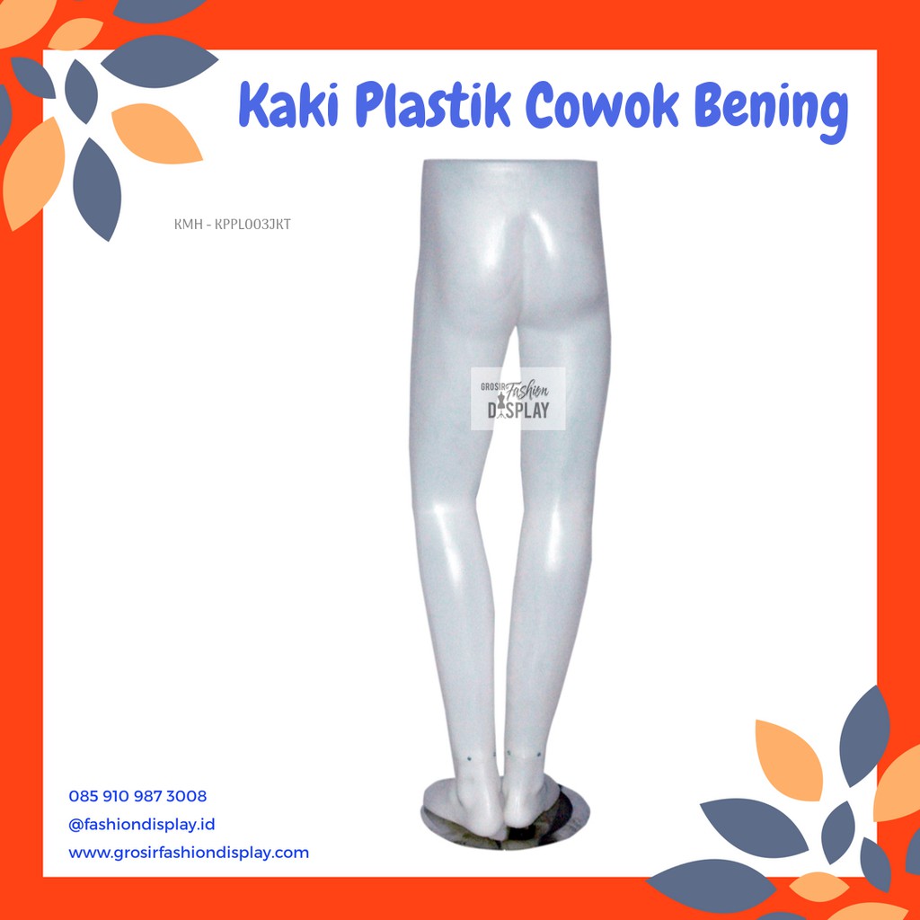 Patung Manekin Kaki Plastik Cowok Putih Bening Gaya Tekuk/Display Celana/Manekin Pria Murah-SET F