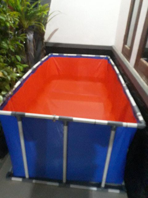 Terpal Kolam Ikan + Rangka [ Satu Set ] Model Slot Pipa Ukuran 200x100x75cm Original Type A15 Korea