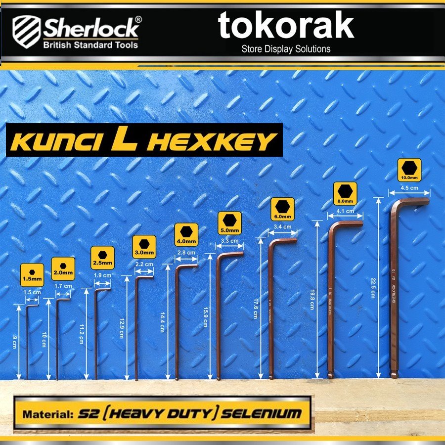 KUNCI L HEXKEY LONG SET 9 PCS SHERLOCK - KUNCI L BALLPOINT BINTANG