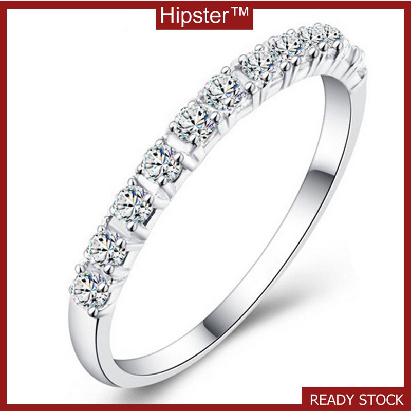 Popular Fashion Couple Inlaid Single Row Diamond Strip Platinum Romantic Ring