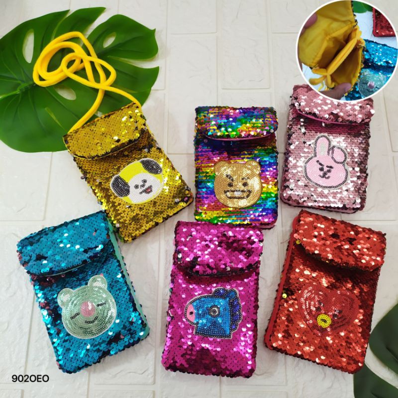 TAS SEQUIN BTS BT21 TERMURAH / TAS SELEMPANG BT21 TERMURAH