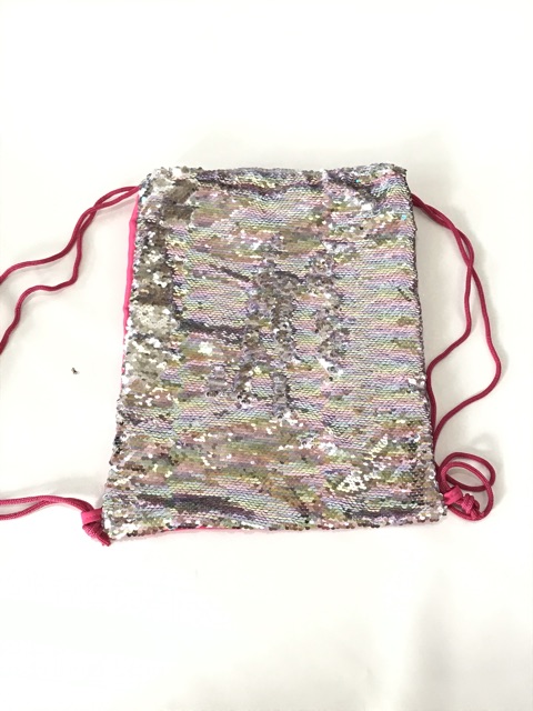 Tas ransel anak  serut sequin / tas serut / string sport dewasa usap ganti warna pink pelangi