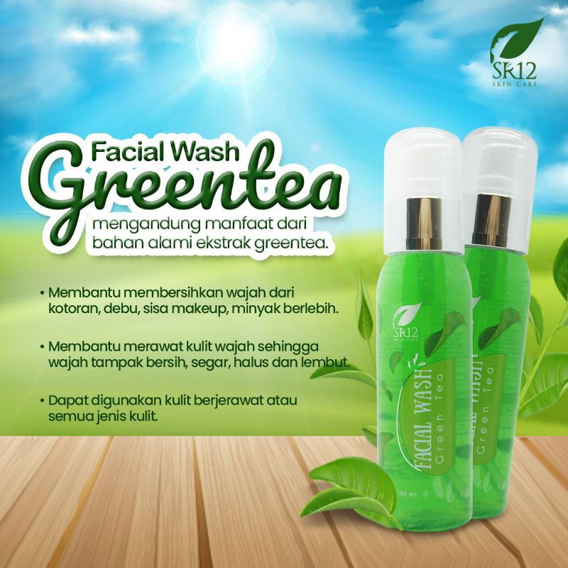 Facial Wash Green Tea SR12 - Sabun Cair Wajah Gren Tea Sr 12 - Original 100% Official Agen Resmi