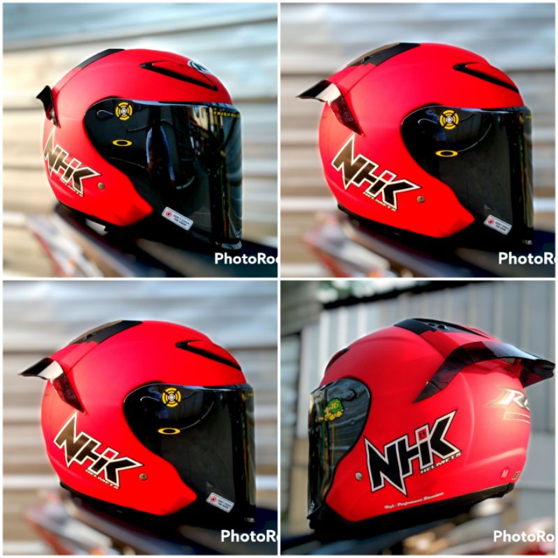 HELM NHK R6 PAKET GANTENG VENOM VISOR WITH SPOILER +STIKER-Merah dop