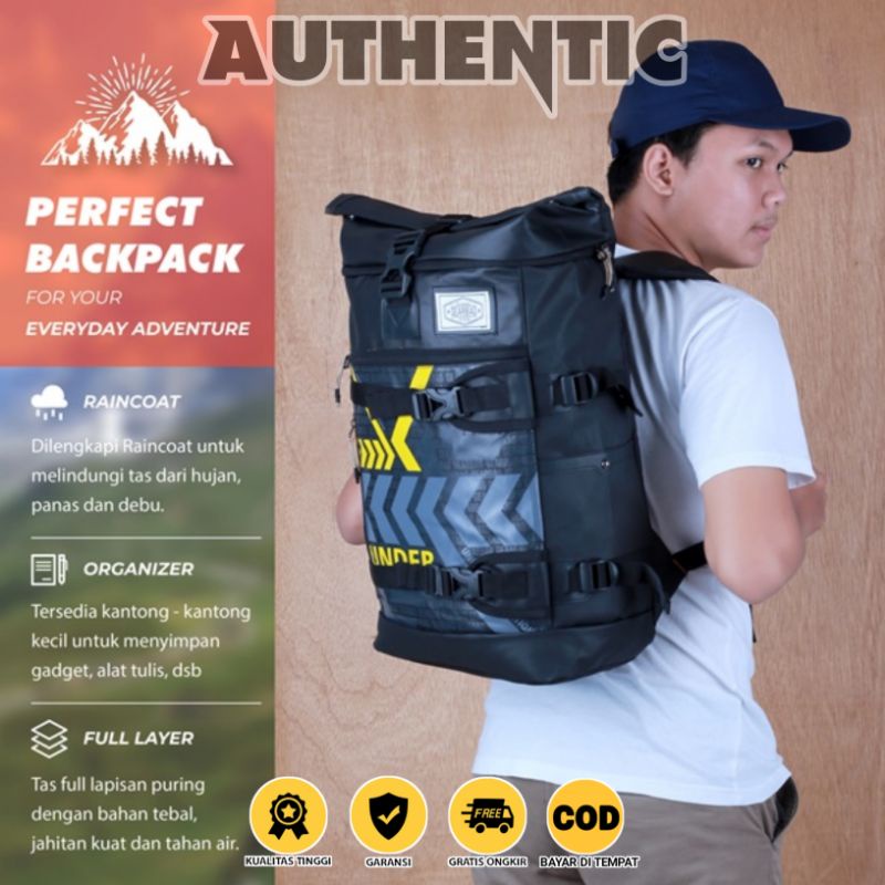 Tas Ransel Laptop Kuliah Carrier BACKPACK - Soul GREY BLACK Tas Punggung Pria Usb Slot Waterproof