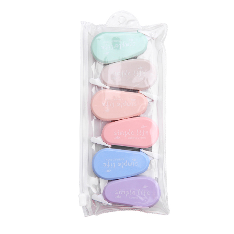 6pcs Correction Tape Kertas Korea Bentuk Macaron Multi Warna Untuk Perlengkapan Sekolahkantor