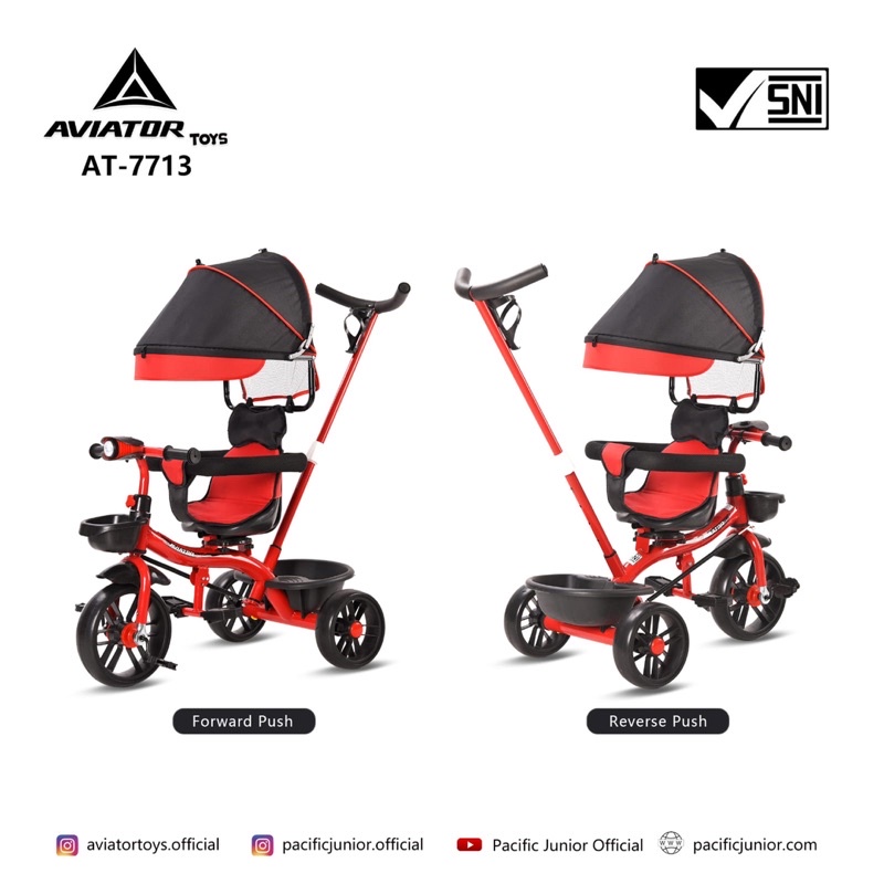 Tricycle Aviator AT 7713 AT7713 kereta dorong anak bayi dorongan anak bayi Baby Stroller Sepeda Anak Roda Tiga 3 ET1265 ET 1265 ET1263 ET 1263 ET1267 ET 1267 ET1268 ET 1268 ET2251 ET 2251 AT7705 AT 7705 AT7702 AT 7702 AT7711 AT 7711 AT7713 AT 7713-4
